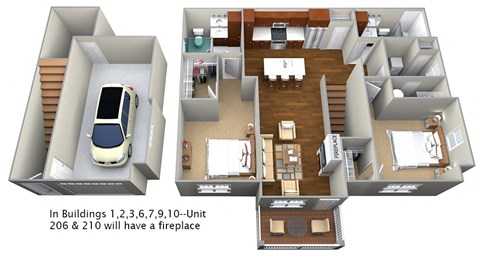Floor plan for 2 beds, 2 baths, 1188 sqft
